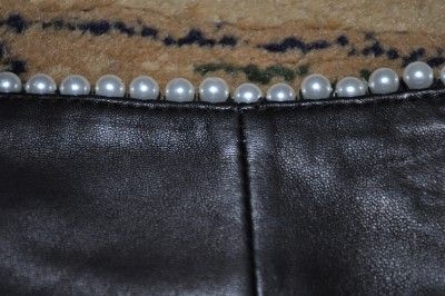 6K Chanel 09A Black Leather Pants Pearl Belt 34 36 NEW  