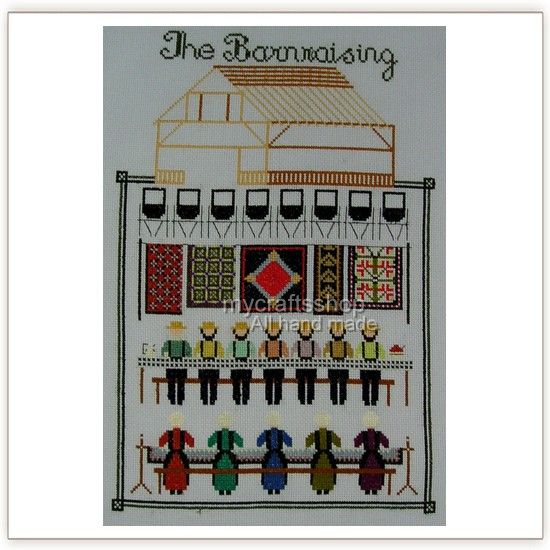 The Barnraising   PREORDER COMPLETED CROSS STITCH  