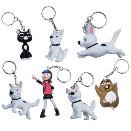 Cute 7x Disney Bolt Dog Rhino figures Key Chain Set.