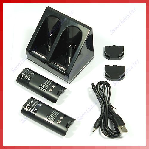 Dual Charger Station Dock For Wii Remote+2 X Battery B  