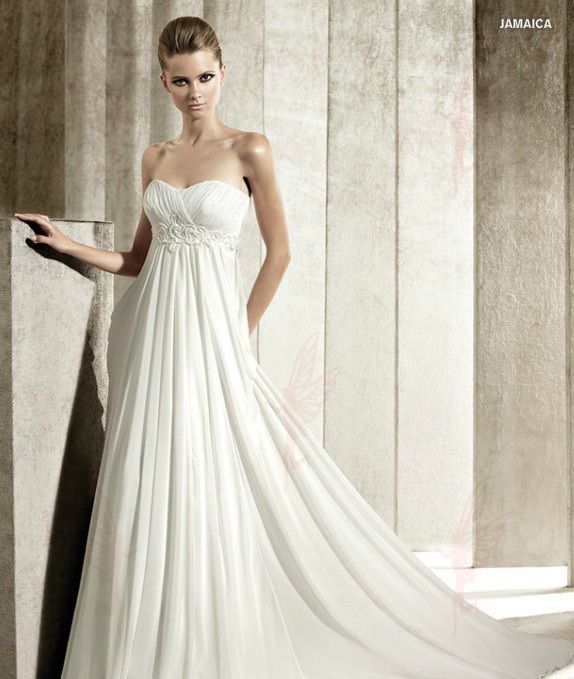 Customized White/Ivory New Chiffon fold Beaded Wedding Dresses all 