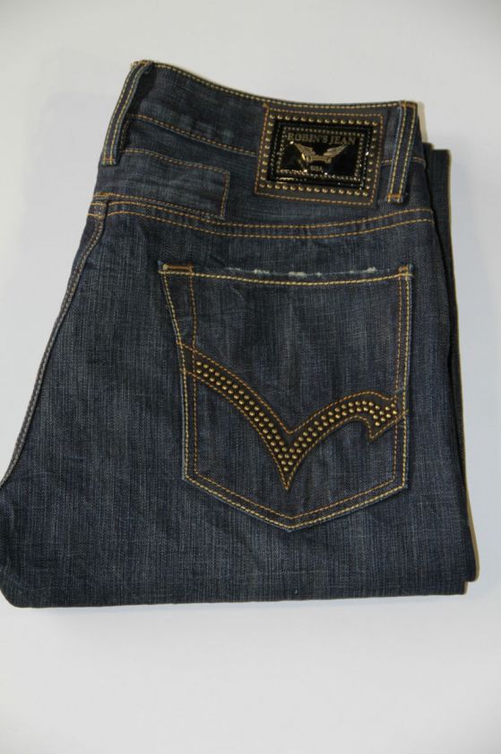 New Mens Denim Straight Leg Salvage Robins Jean stud pockets  