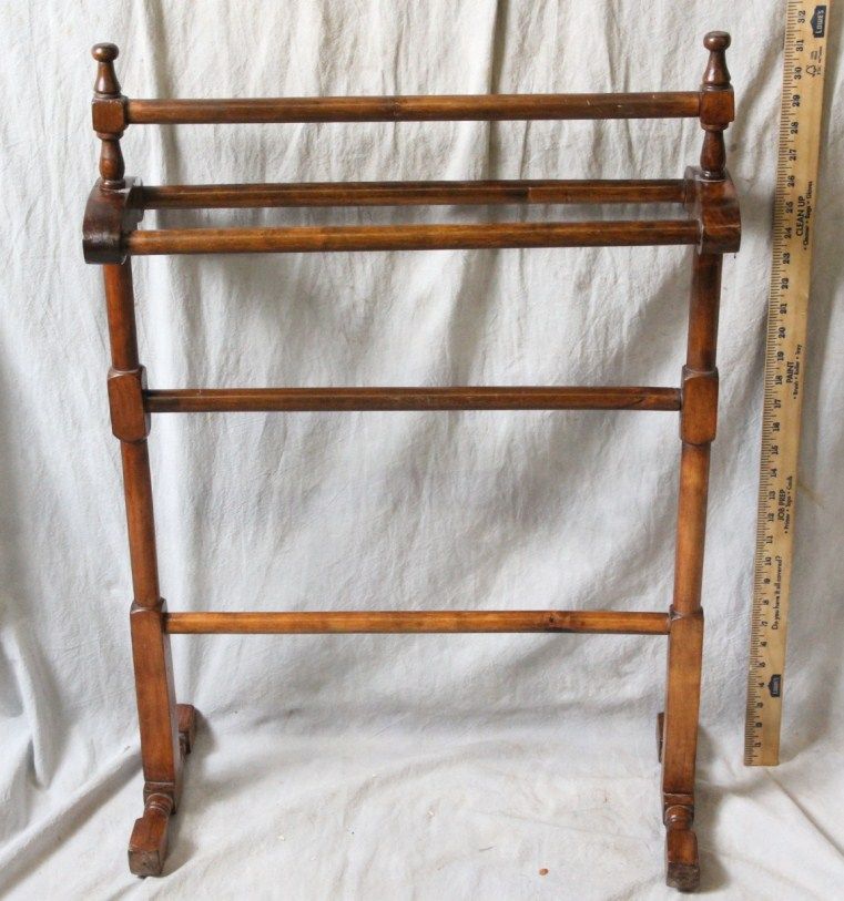 L314 ANTIQUE AMERICAN 19th CENTURY QUILT RACK BLANKET STAND  