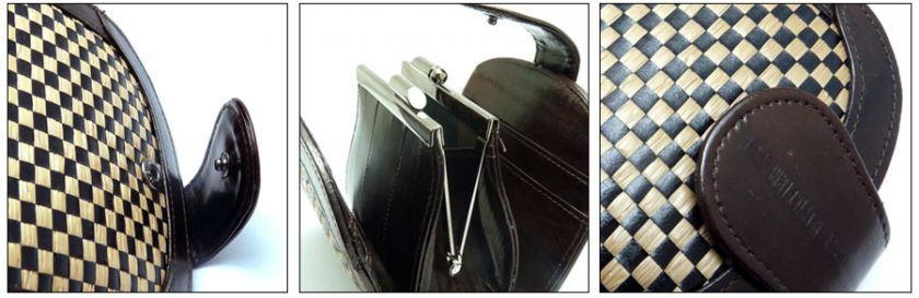 Luxury Genuine Eel skin Leather NET Halfmoon Wallet with Coin Purse 