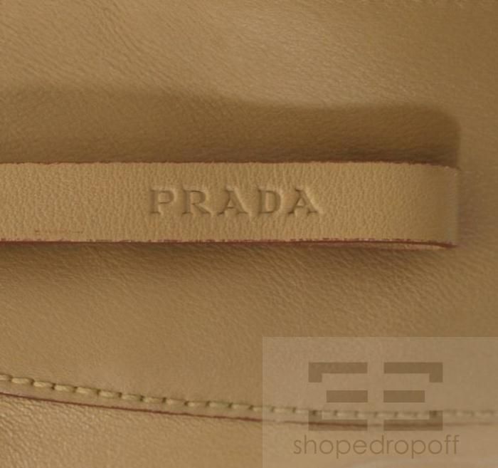 Prada Tan Leather & Peach Patent Leather Shoulder Bag  