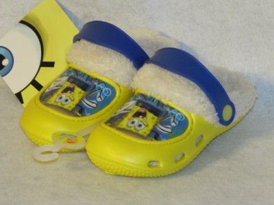 New SPONGEBOB Soft Sherpa Fleece Lined Yellow Clog Slippers, Sz 5 6, 7 