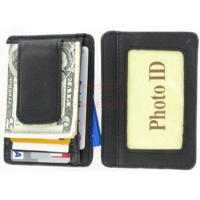 Leather Mens Wallet Money Clip Credit Card ID Holder  