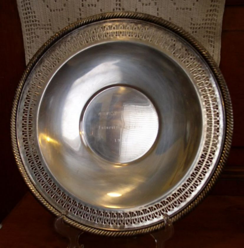   Pierced 12.5 Silverplate Award Tray   Midwest Shetland 1966  