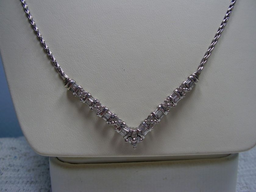 Beautiful 14K White Gold Diamond Necklace  