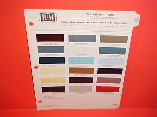 1965 MERCURY COMET CYCLONE PAINT CHIPS COLOR CHART 65  