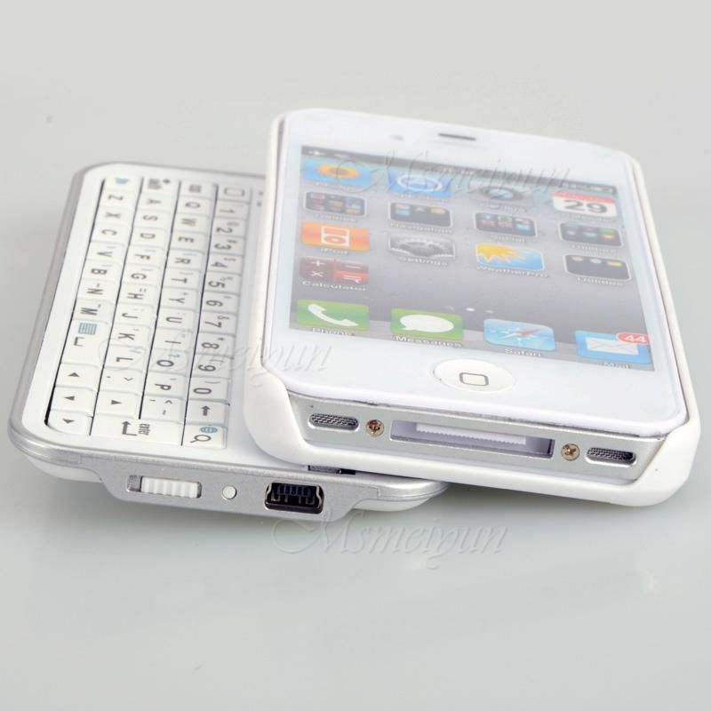   Bluetooth Slide Out Keyboard Hard Case for iPhone 4G 4S White  